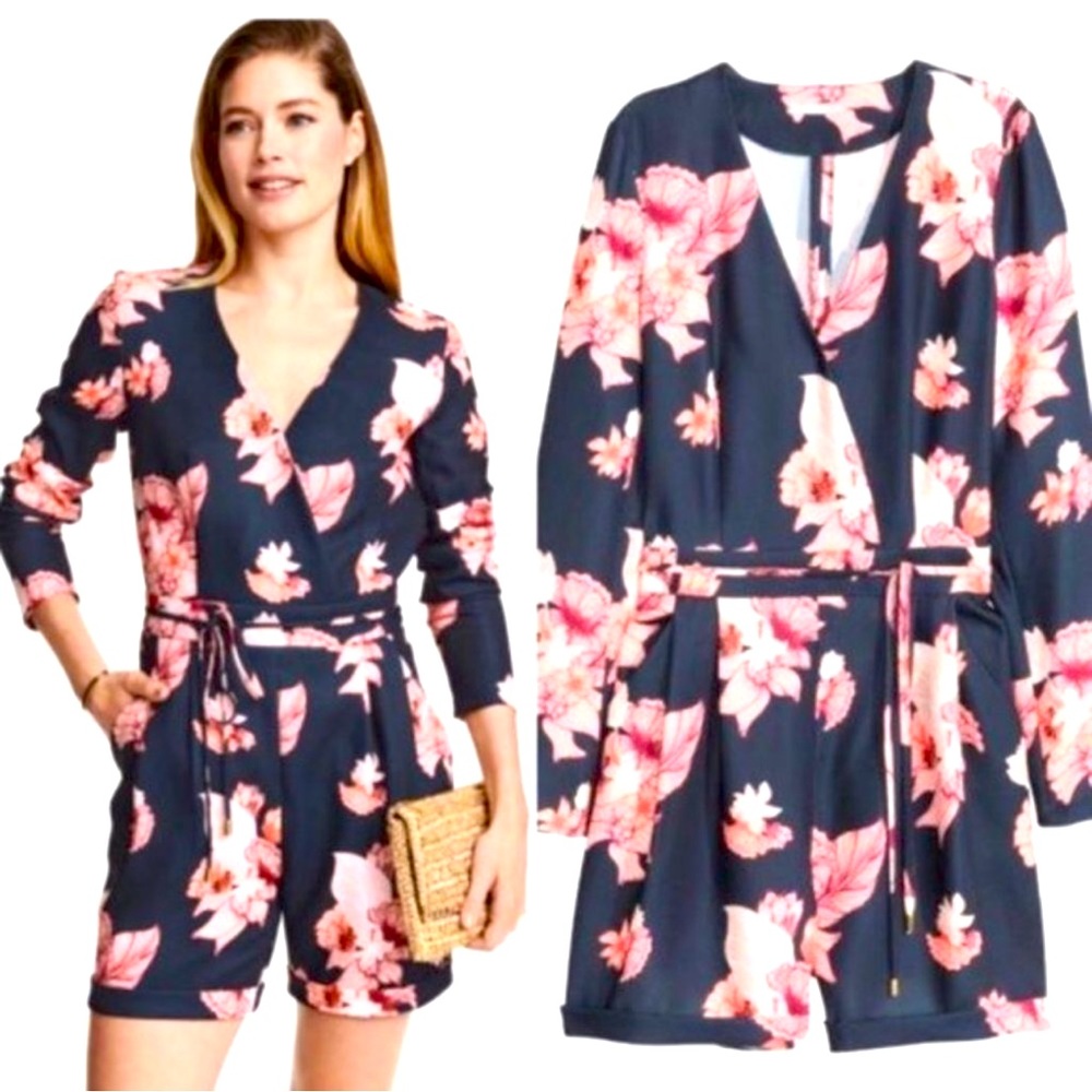 H&M floral navy romper